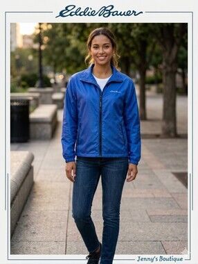 Eddie BAUER VIBRANT BLUE LIGHTWEIGHT FULLZIP JACKET WOMEN'S LARGE